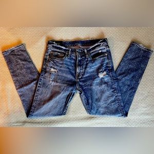 Abercrombie & Fitch Slim Taper Stretch Jeans 👖 Blue Faded Distressed